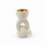 Chalk Rope Knot Incense Burner   17×5 cm - White / Cream / Black