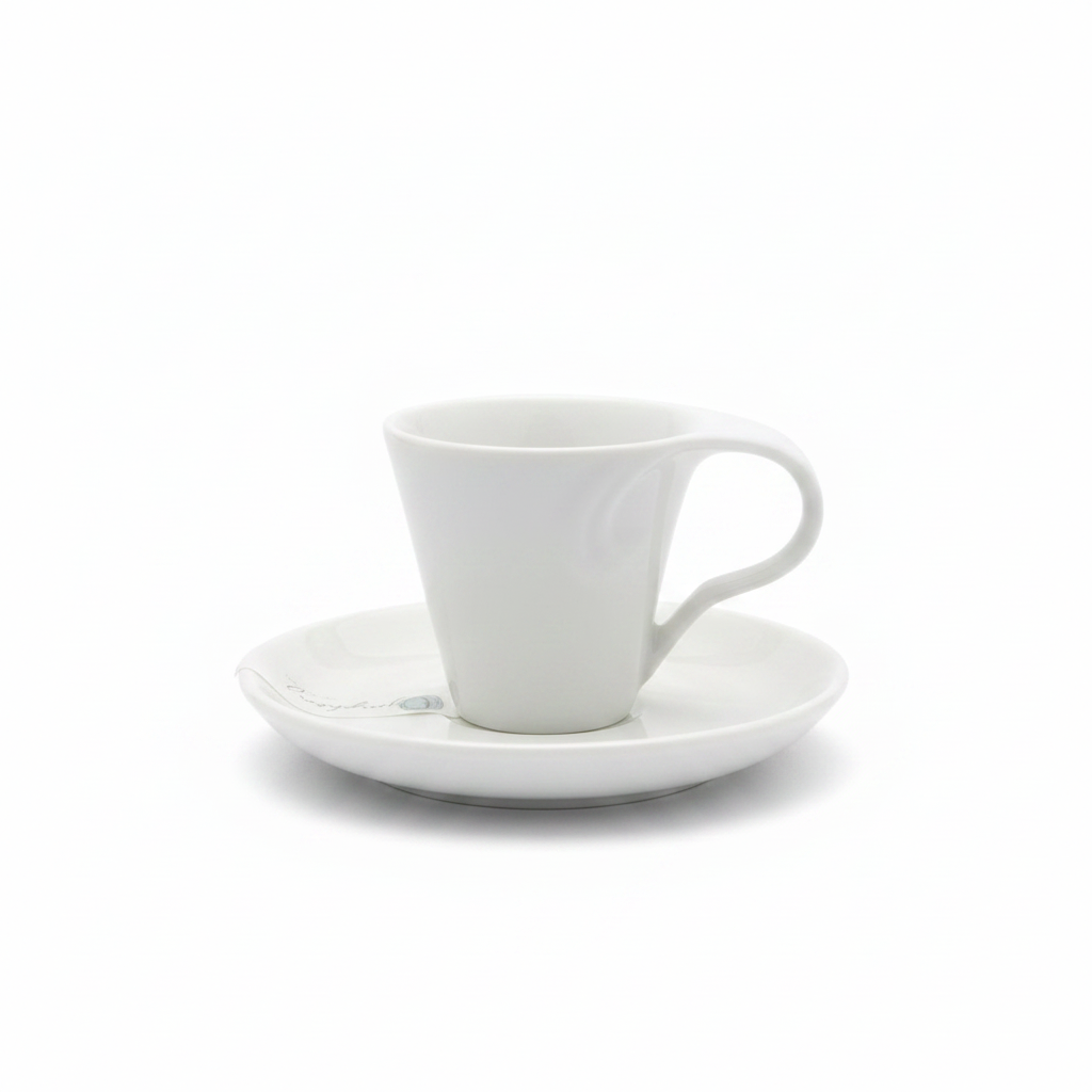 Symphony White Ceramic Espresso Cup & Saucer Set — 80ml
