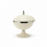 Cream & Silver Metal Footed Candy Bowl with Lid - 20×20 cm
