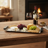 Luhpar Wave Textured Aluminum Rectangular Tray with Black Wooden Handles - 60×20cm - 74897-C