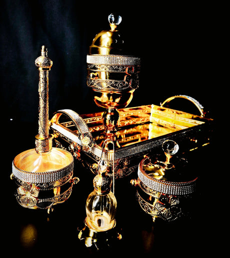 Incense Burner Set With Gold And Crystal Stone Design - Al Kabayel Discount CentreIncense Burner Set With Gold And Crystal Stone DesignHome Décor AccentsAKDCAl Kabayel Discount Centre