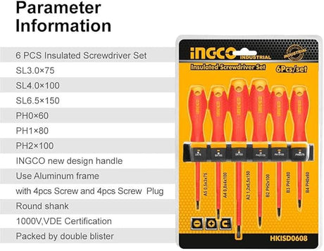 INGCO 6pcs Insulated Screw Driver Set, - Al Kabayel Discount CentreINGCO 6pcs Insulated Screw Driver Set,Hand ToolsINGCOAl Kabayel Discount Centre