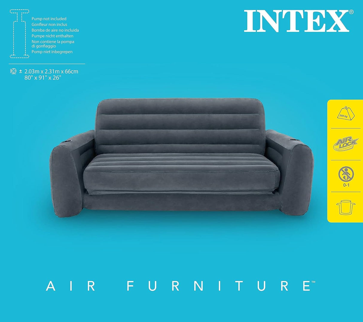 Intex 2 - Seater Inflatable Sofa Bed 66552NP – Convertible Air Couch 203x231x66 cm - Al Kabayel Discount CentreIntex 2 - Seater Inflatable Sofa Bed 66552NP – Convertible Air Couch 203x231x66 cmBeddingINTEXAl Kabayel Discount Centre