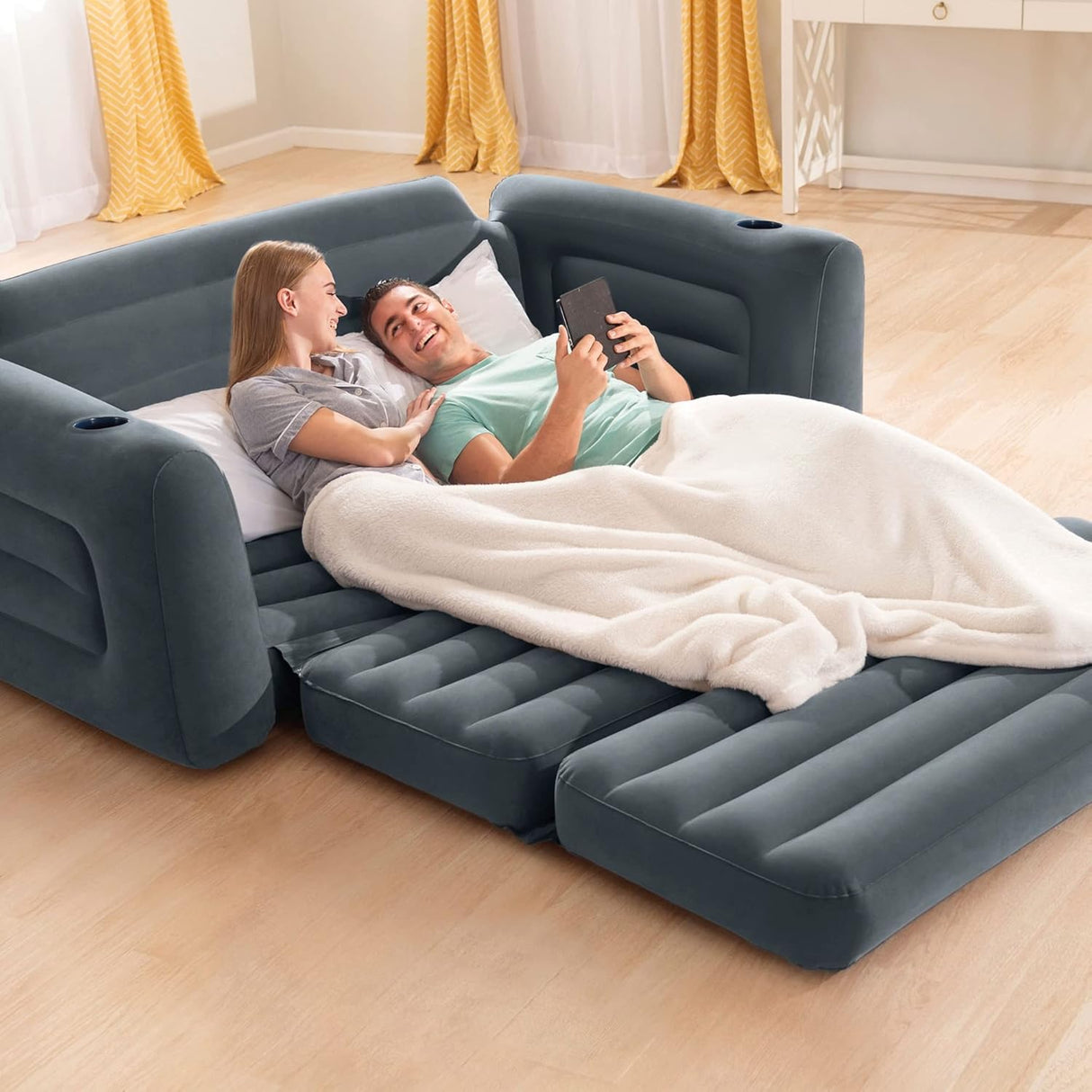 Intex 2 - Seater Inflatable Sofa Bed 66552NP – Convertible Air Couch 203x231x66 cm - Al Kabayel Discount CentreIntex 2 - Seater Inflatable Sofa Bed 66552NP – Convertible Air Couch 203x231x66 cmBeddingINTEXAl Kabayel Discount Centre