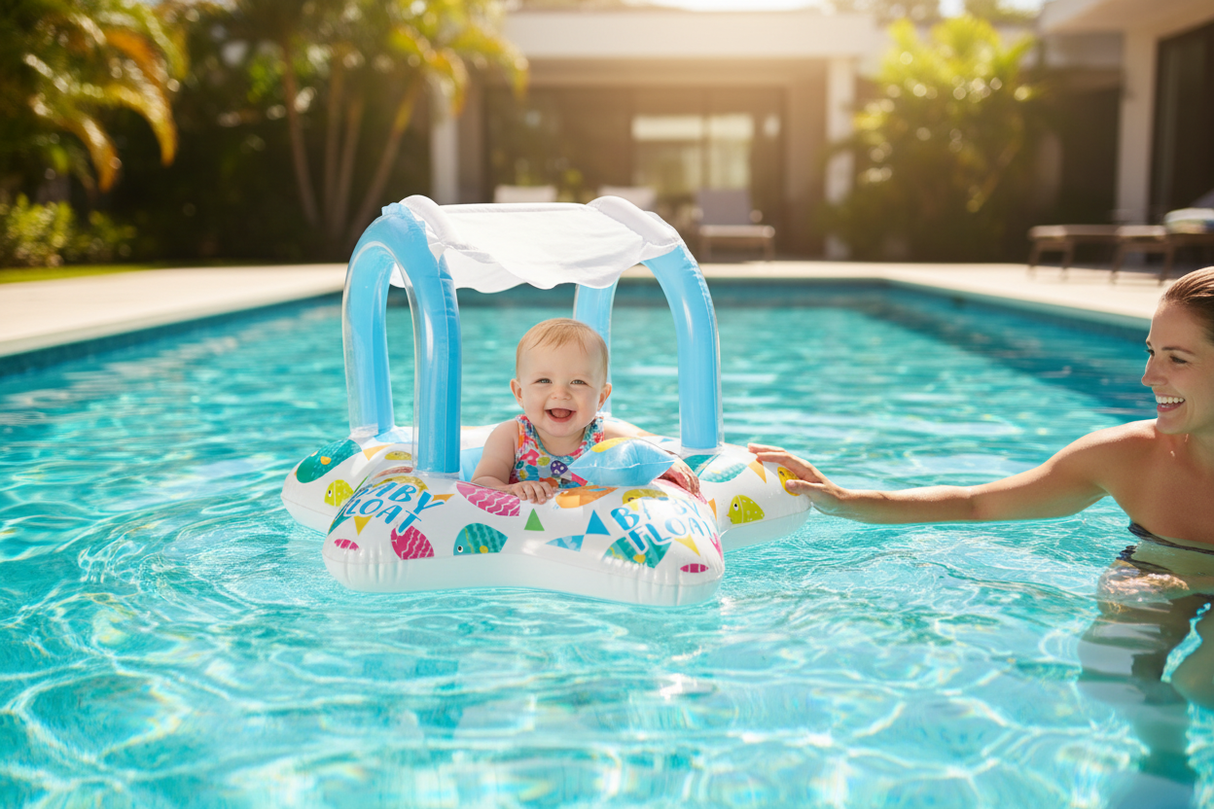 Intex Baby Float with Sun Canopy – Fish Design | 81 x 79 cm - Al Kabayel Discount CentreIntex Baby Float with Sun Canopy – Fish Design | 81 x 79 cmPools & waterplay toysINTEXAl Kabayel Discount Centre