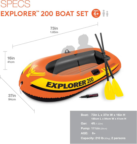 Intex Explorer Inflatable Boat Set – 2 - Person with Oars & Pump | 185×94×41 cm - Al Kabayel Discount CentreIntex Explorer Inflatable Boat Set – 2 - Person with Oars & Pump | 185×94×41 cmPools & waterplay toysINTEXAl Kabayel Discount Centre