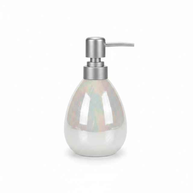 Iridescent Pearl Ceramic & Plastic Liquid Soap Dispenser – 400ml - Al Kabayel Discount CentreIridescent Pearl Ceramic & Plastic Liquid Soap Dispenser – 400mlHolders & DispensersAKDCAl Kabayel Discount Centre