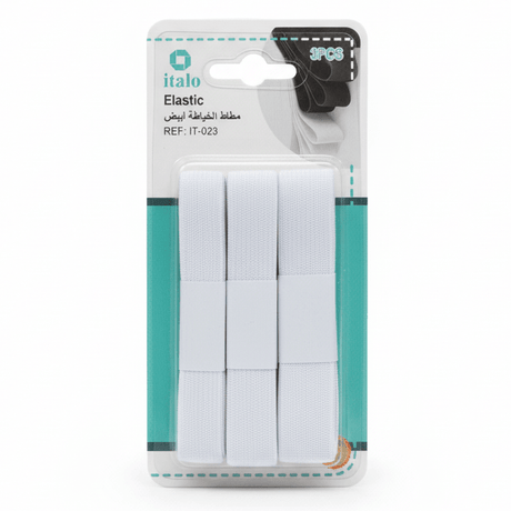Italo Elastic Sewing Band – White | 3 - Piece Set (1.2cm / 1.5cm / 2cm × 1m) - Al Kabayel Discount CentreItalo Elastic Sewing Band – White | 3 - Piece Set (1.2cm / 1.5cm / 2cm × 1m)ITALOCraft SuppliesAl Kabayel Discount Centre