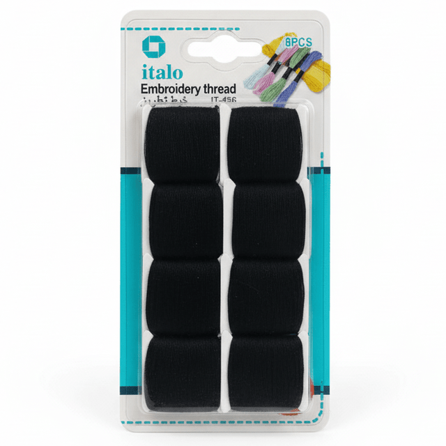 Italo Embroidery Thread – Black | 8PCS Set (IT - 436) - Al Kabayel Discount CentreItalo Embroidery Thread – Black | 8PCS Set (IT - 436)ITALOCraft SuppliesAl Kabayel Discount Centre