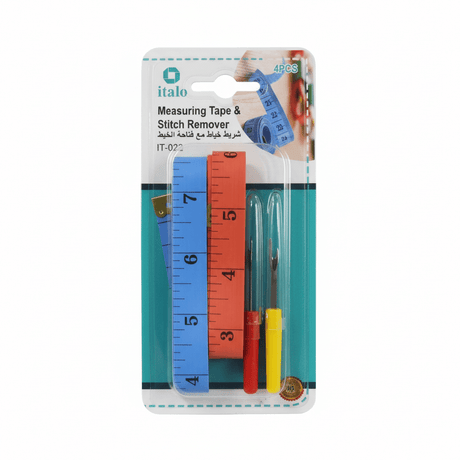 Italo Measuring Tape & Stitch Remover Set – 1.5M, 4PCS Assorted - Al Kabayel Discount CentreItalo Measuring Tape & Stitch Remover Set – 1.5M, 4PCS AssortedITALOCraft SuppliesAl Kabayel Discount Centre