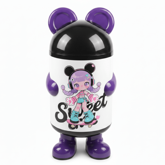 Italo Sweet Girl Cartoon Character Plastic Trash Can | 60cm | White & Purple with Black Lid - Al Kabayel Discount CentreItalo Sweet Girl Cartoon Character Plastic Trash Can | 60cm | White & Purple with Black LidOrganizers & AccessoriesITALOAl Kabayel Discount Centre