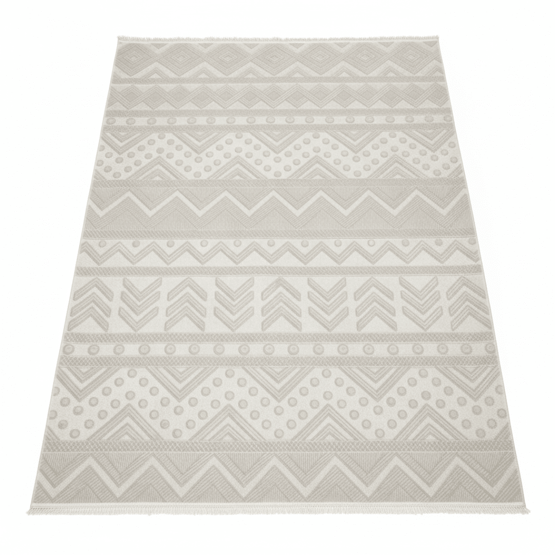 Jasmin Polypropylene Beige Carpet | Geometric Chevron & Dot Pattern | 250×350 cm | Made in Turkey | Stain-Resistant | Indoor Area Rug - Al Kabayel Discount CentreJasmin Polypropylene Beige Carpet | Geometric Chevron & Dot Pattern | 250×350 cm | Made in Turkey | Stain-Resistant | Indoor Area RugDoormatsJASMINAl Kabayel Discount Centre