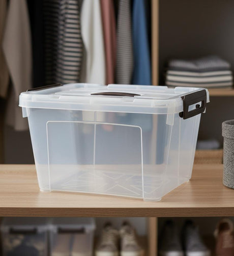 JIEYUNG Plastic Storage Box – 38x28x23 cm Transparent Organizer with Lid for Closet & Kitchen Use - Al Kabayel Discount CentreJIEYUNG Plastic Storage Box – 38x28x23 cm Transparent Organizer with Lid for Closet & Kitchen UseOrganizers & AccessoriesJIEYUNGAl Kabayel Discount Centre