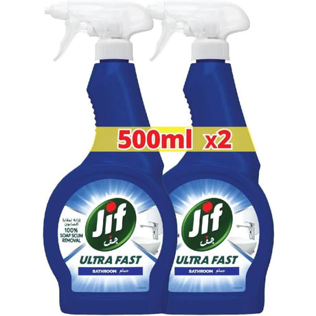 Jif Ultra Fast 100% Soap Scum Removal Bathroom Cleaner - 500ml Pack Of 2 - Al Kabayel Discount CentreJif Ultra Fast 100% Soap Scum Removal Bathroom Cleaner - 500ml Pack Of 2Household CleaningJIFAl Kabayel Discount Centre