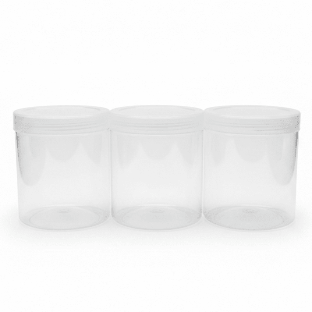 Jiham 3-Piece Clear Plastic Jar Set - 850ml - 10×12 cm - Al Kabayel Discount CentreJiham 3-Piece Clear Plastic Jar Set - 850ml - 10×12 cmJars & Food SaversJIHAMAl Kabayel Discount Centre