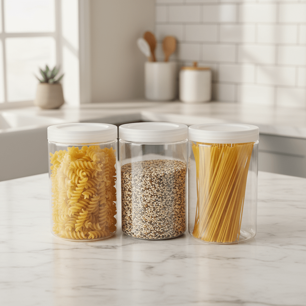 Jiham 3-Piece Clear Plastic Storage Jar Set - 750ml - 8.5 × 14 cm - Al Kabayel Discount CentreJiham 3-Piece Clear Plastic Storage Jar Set - 750ml - 8.5 × 14 cmJars & Food SaversJIHAMAl Kabayel Discount Centre