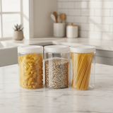 Jiham 3-Piece Clear Plastic Storage Jar Set - 750ml - 8.5 × 14 cm - Al Kabayel Discount CentreJiham 3-Piece Clear Plastic Storage Jar Set - 750ml - 8.5 × 14 cmJars & Food SaversJIHAMAl Kabayel Discount Centre