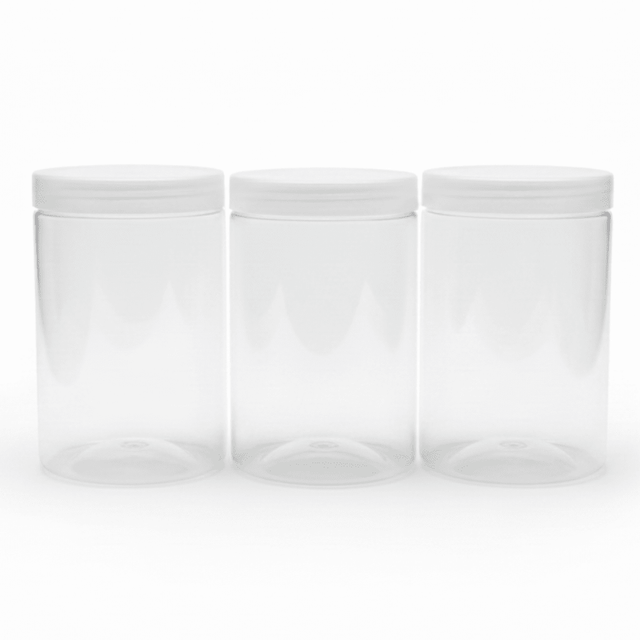 Jiham 3-Piece Clear Plastic Storage Jar Set - 750ml - 8.5 × 14 cm - Al Kabayel Discount CentreJiham 3-Piece Clear Plastic Storage Jar Set - 750ml - 8.5 × 14 cmJars & Food SaversJIHAMAl Kabayel Discount Centre