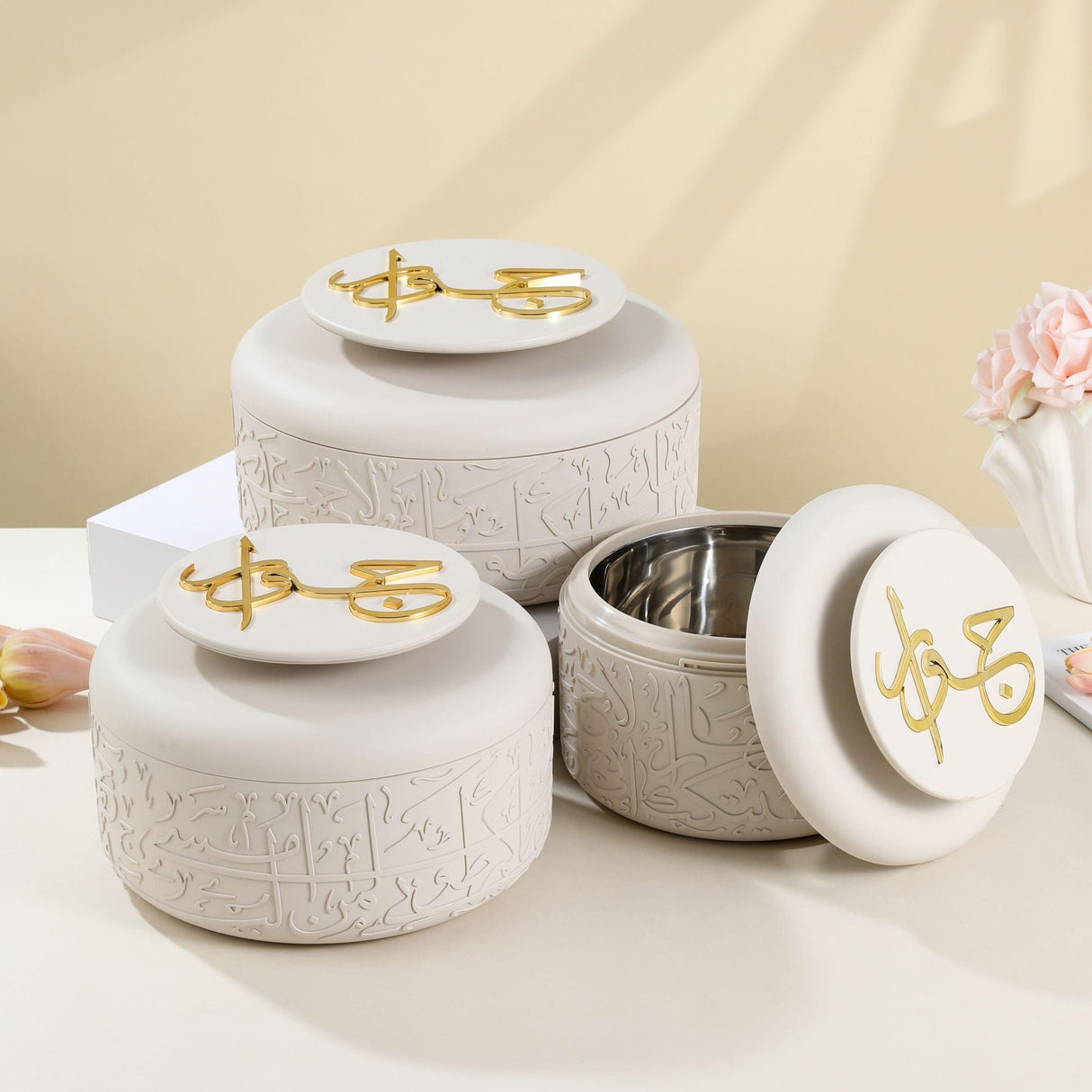 JIWAR Food Warmers/Hotpot 3pcs Set(2500ml, 3500ml, 5000ml), White Elegent Design - Al Kabayel Discount CentreJIWAR Food Warmers/Hotpot 3pcs Set(2500ml, 3500ml, 5000ml), White Elegent DesignCasseroles & Stock PotsJIWARAl Kabayel Discount Centre