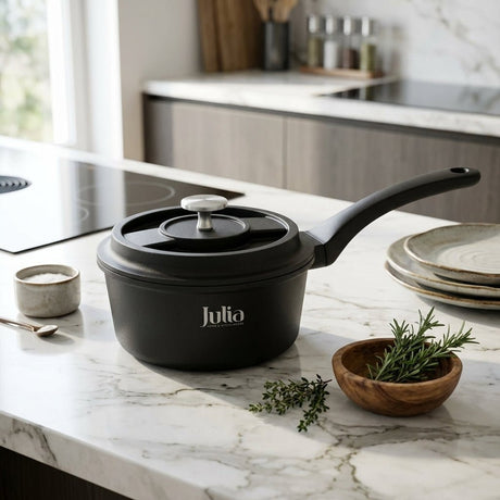 Julia Cast Tec Non-Stick Sauce Pan with Aluminium Lid – 18cm - Al Kabayel Discount CentreJulia Cast Tec Non-Stick Sauce Pan with Aluminium Lid – 18cmFrying Pans & SkilletsJULIAAl Kabayel Discount Centre