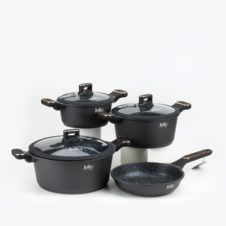 Julia Elite - Pro Plus Cookware Set 7 Pieces - Black - Al Kabayel Discount CentreJulia Elite - Pro Plus Cookware Set 7 Pieces - BlackCookware SetJULIAAl Kabayel Discount Centre