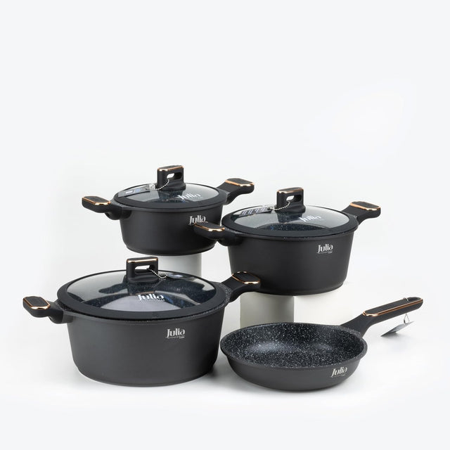 Julia Elite - Pro Plus Cookware Set 7 Pieces - Black - Al Kabayel Discount CentreJulia Elite - Pro Plus Cookware Set 7 Pieces - BlackCookware SetJULIAAl Kabayel Discount Centre