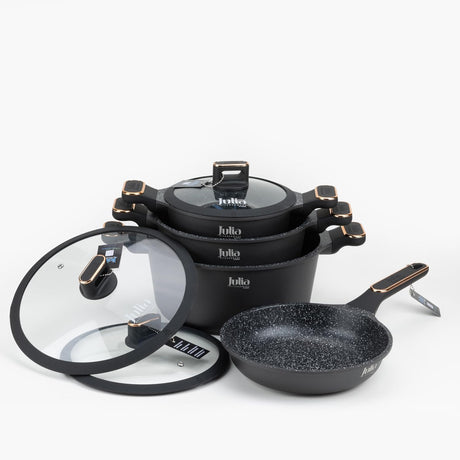 Julia Elite - Pro Plus Cookware Set 7 Pieces - Black - Al Kabayel Discount CentreJulia Elite - Pro Plus Cookware Set 7 Pieces - BlackCookware SetJULIAAl Kabayel Discount Centre