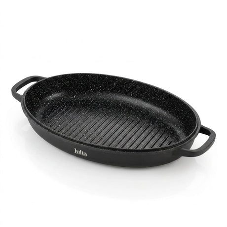 Julia Elite Pro Plus Oval Roaster and Grill with Lid 39cm - 3-Piece Black Non-Stick - Al Kabayel Discount CentreJulia Elite Pro Plus Oval Roaster and Grill with Lid 39cm - 3-Piece Black Non-StickRoasting PansJULIAAl Kabayel Discount Centre