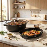 Julia Elite Pro Plus Oval Roaster and Grill with Lid 39cm - 3-Piece Black Non-Stick - Al Kabayel Discount CentreJulia Elite Pro Plus Oval Roaster and Grill with Lid 39cm - 3-Piece Black Non-StickRoasting PansJULIAAl Kabayel Discount Centre