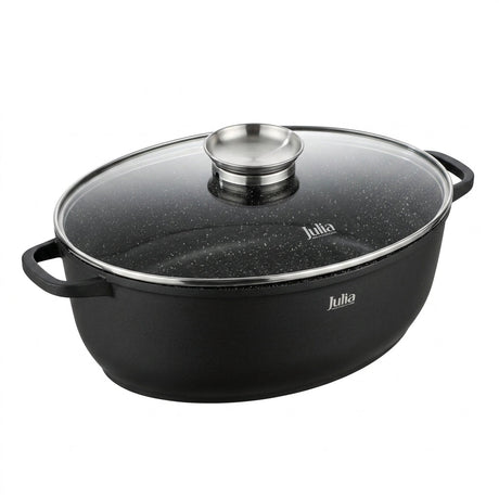 Julia Elite Pro Plus Oval Roaster and Grill with Lid 39cm - 3-Piece Black Non-Stick - Al Kabayel Discount CentreJulia Elite Pro Plus Oval Roaster and Grill with Lid 39cm - 3-Piece Black Non-StickRoasting PansJULIAAl Kabayel Discount Centre