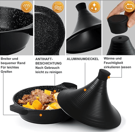 Julia Elite - Pro Plus Tajine With Lid 32cm - Black - Al Kabayel Discount CentreJulia Elite - Pro Plus Tajine With Lid 32cm - BlackCasserolesJULIAAl Kabayel Discount Centre