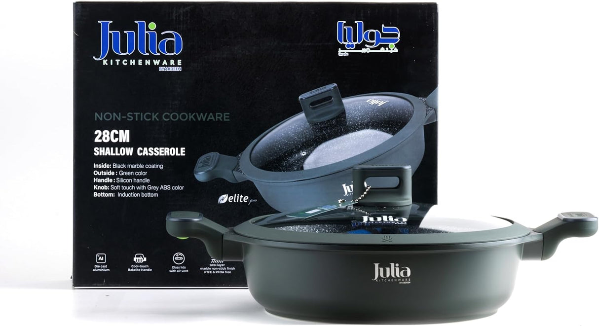 Julia Non - Stick Casserole With Lid 28cm - Green - Al Kabayel Discount CentreJulia Non - Stick Casserole With Lid 28cm - GreenCasserolesJULIAAl Kabayel Discount Centre