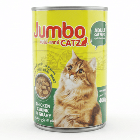 Jumbo Catz Adult Cat Food – Chicken Chunks in Gravy | 400g - Al Kabayel Discount CentreJumbo Catz Adult Cat Food – Chicken Chunks in Gravy | 400gPet SuppliesJUMBO CATZAl Kabayel Discount Centre