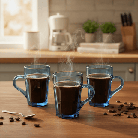 JX 230ml Blue Tinted Glass Cups for Juice, Cocktails & Water – Stylish Colored Glass Set of 3 - Al Kabayel Discount CentreJX 230ml Blue Tinted Glass Cups for Juice, Cocktails & Water – Stylish Colored Glass Set of 3TumblersJXAl Kabayel Discount Centre