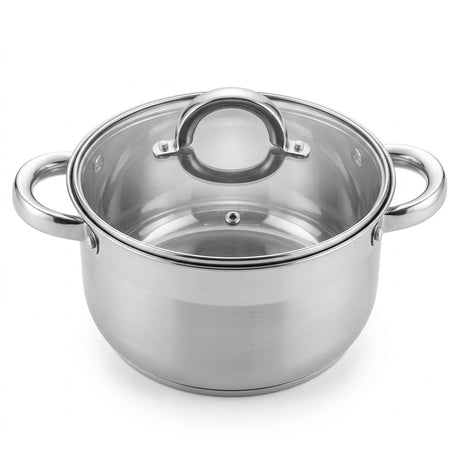 Kaisa Villa Stainless Steel Cooking Pot with Glass Lid 3.9L - Al Kabayel Discount CentreKaisa Villa Stainless Steel Cooking Pot with Glass Lid 3.9LCasserolesKAISA VILLAAl Kabayel Discount Centre