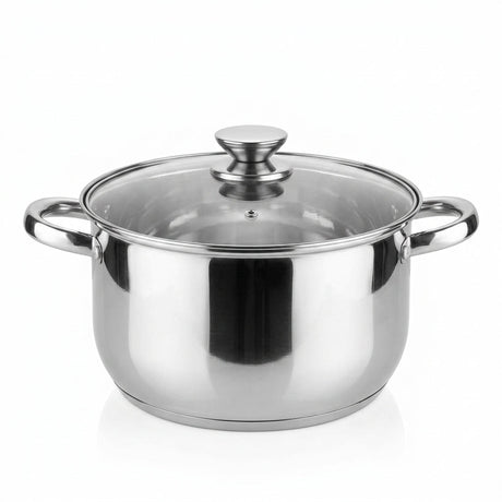 Kaisa Villa Stainless Steel Cooking Pot with Glass Lid 7.9L (KV-2247) - Al Kabayel Discount CentreKaisa Villa Stainless Steel Cooking Pot with Glass Lid 7.9L (KV-2247)CasserolesKAISA VILLAAl Kabayel Discount Centre