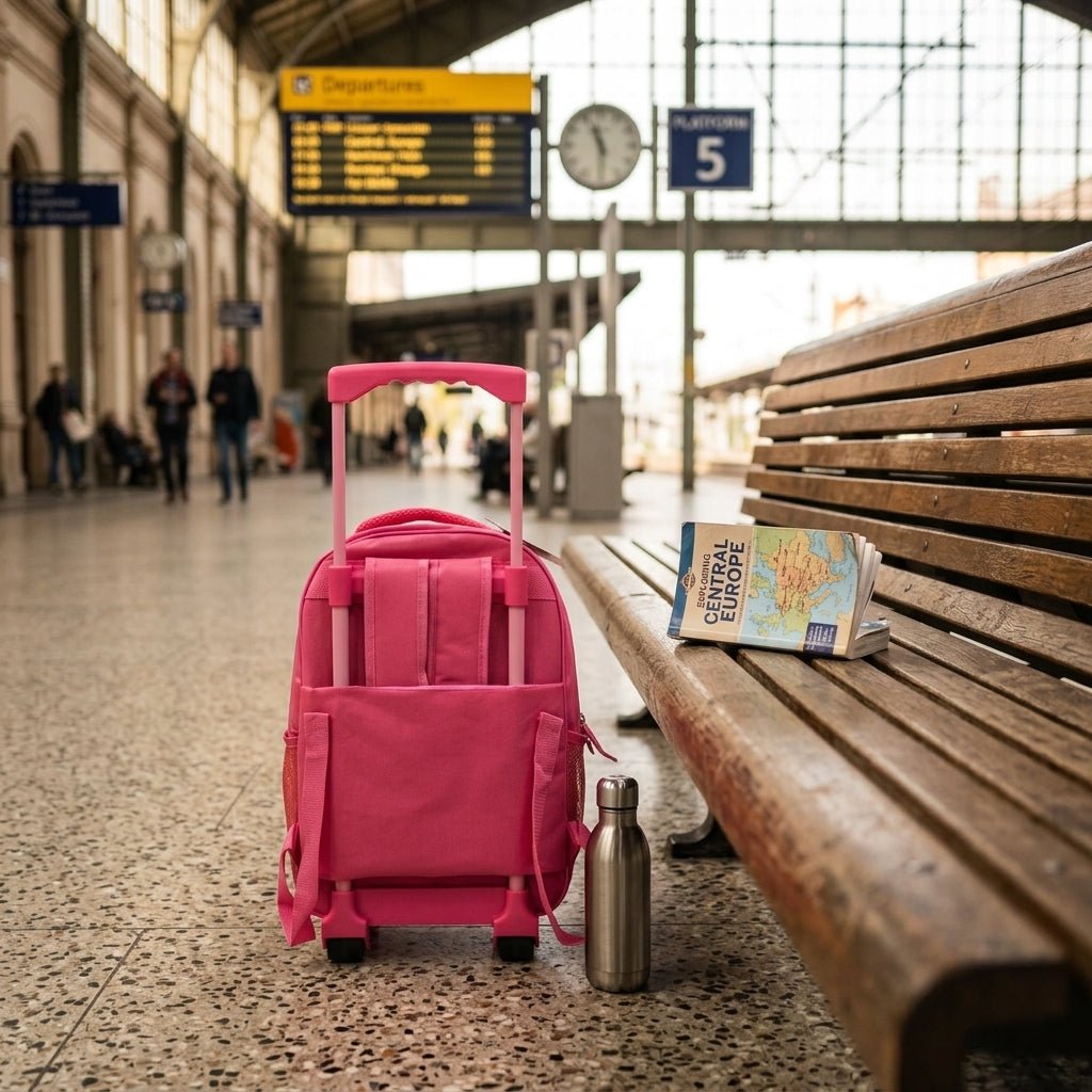 Kanari 3-Piece Trolley School Bag Set 16 Inch – Scooter Girl Print – Pink (Trolley Bag + Lunch Bag + Pencil Pouch) - Al Kabayel Discount CentreKanari 3-Piece Trolley School Bag Set 16 Inch – Scooter Girl Print – Pink (Trolley Bag + Lunch Bag + Pencil Pouch)School BagsKANARIAl Kabayel Discount Centre