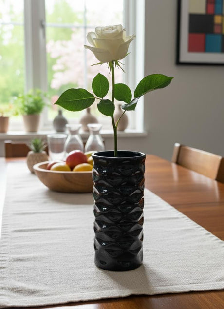 KHODMOONI 19cm Black Ceramic Flower Pot – Modern Minimalist Decorative Planter with Smooth Finish for Home, Office, or Balcony Plant Display - Al Kabayel Discount CentreKHODMOONI 19cm Black Ceramic Flower Pot – Modern Minimalist Decorative Planter with Smooth Finish for Home, Office, or Balcony Plant DisplayFlower/Plant PotsKHODMOONIAl Kabayel Discount Centre