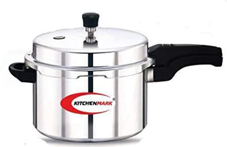 Kitchen Mark Aluminium Pressure Cooker 5 Litre (5L) – Heavy Duty Outer Lid with Gas & Induction Base – Virgin Aluminum Body, Ergonomic Safety Handles & Metallic Safety Plug - Al Kabayel Discount CentreKitchen Mark Aluminium Pressure Cooker 5 Litre (5L) – Heavy Duty Outer Lid with Gas & Induction Base – Virgin Aluminum Body, Ergonomic Safety Handles & Metallic Safety PlugPressure CookersKITCHENMARKAl Kabayel Discount Centre