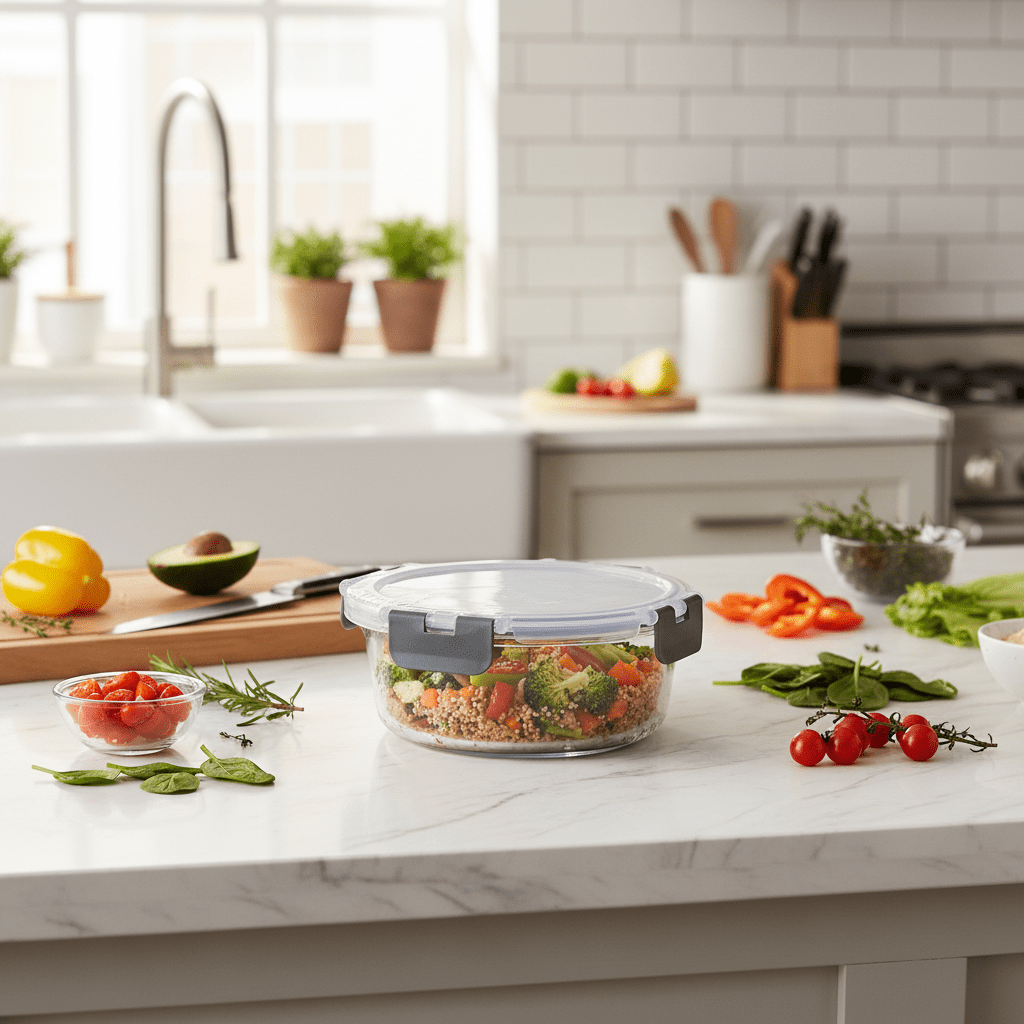 Kitchen Mark Borosilicate Glass Lunch Box with Locking Lid – 950ml - Al Kabayel Discount CentreKitchen Mark Borosilicate Glass Lunch Box with Locking Lid – 950mlLunch BoxKITCHEN MARKAl Kabayel Discount Centre