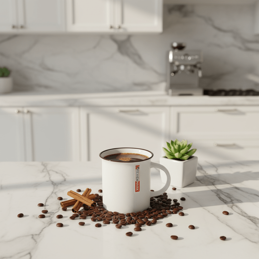 Kitchen Mark Classic White Enamel Mug with Brown Rim — 325ml - Al Kabayel Discount CentreKitchen Mark Classic White Enamel Mug with Brown Rim — 325mlMugsKITCHEN MARKAl Kabayel Discount Centre