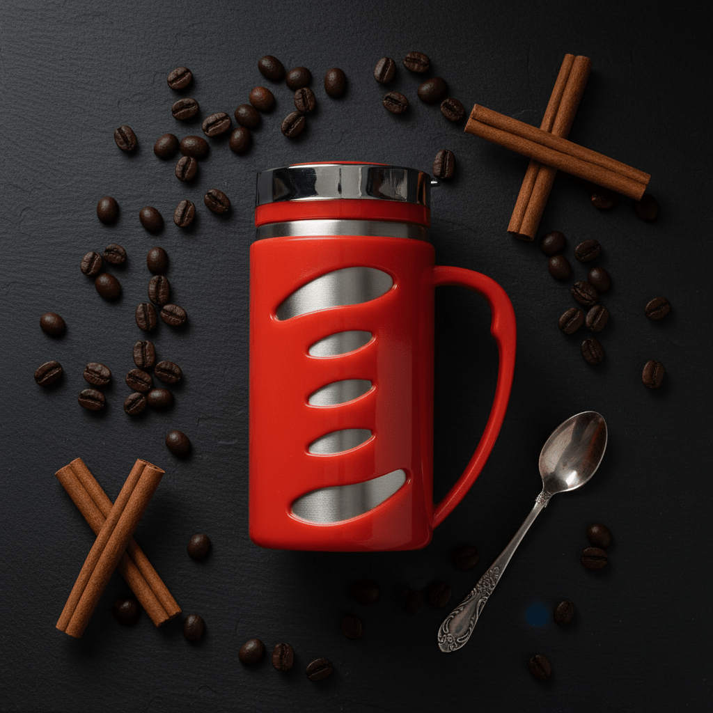 Kitchen Mark Red Insulated Slender Mug – 300ml | Stainless Steel & Plastic Travel Cup with Lid - Al Kabayel Discount CentreKitchen Mark Red Insulated Slender Mug – 300ml | Stainless Steel & Plastic Travel Cup with LidMugsKITCHEN MARKAl Kabayel Discount Centre