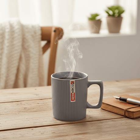 Kitchen Mark Ribbed Ceramic Mug | 330ml | Slate Grey | Premium Drinkware - Al Kabayel Discount CentreKitchen Mark Ribbed Ceramic Mug | 330ml | Slate Grey | Premium DrinkwareMugsKITCHEN MARKAl Kabayel Discount Centre