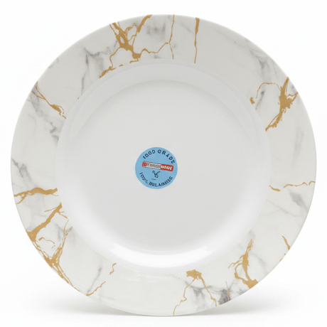 Kitchen Mark Round White Melamine Dinner Plate with Golden Shade Design, Elegant Serving Plate for Everyday Dining – 10 Inch - Al Kabayel Discount CentreKitchen Mark Round White Melamine Dinner Plate with Golden Shade Design, Elegant Serving Plate for Everyday Dining – 10 InchPlatesKITCHEN MARKAl Kabayel Discount Centre