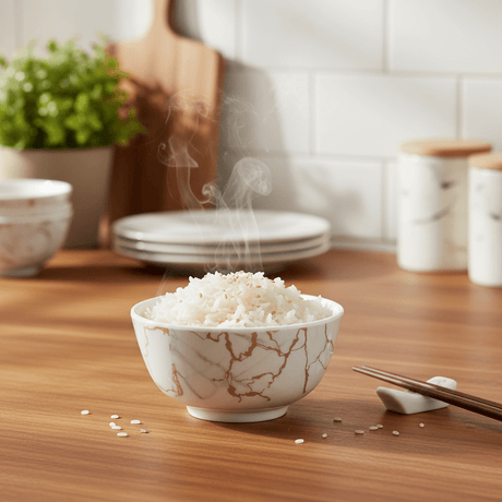 Kitchen Mark Round White Melamine Rice Bowl with Golden Shade Design, Small Serving Bowl for Individual Portions – 3.5 Inch - Al Kabayel Discount CentreKitchen Mark Round White Melamine Rice Bowl with Golden Shade Design, Small Serving Bowl for Individual Portions – 3.5 InchBowlsKITCHEN MARKAl Kabayel Discount Centre