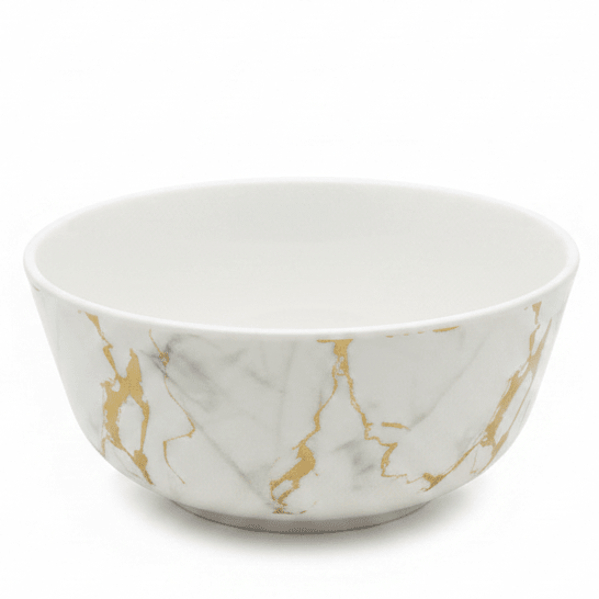 Kitchen Mark Round White Melamine Serving Bowl with Golden Shade Design, Ideal for Serving Salads, Curries & Snacks – 7.75 Inch - Al Kabayel Discount CentreKitchen Mark Round White Melamine Serving Bowl with Golden Shade Design, Ideal for Serving Salads, Curries & Snacks – 7.75 InchBowlsKITCHEN MARKAl Kabayel Discount Centre