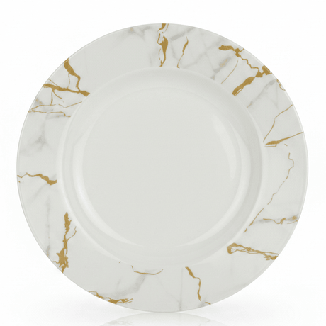 Kitchen Mark Round White Melamine Soup Plate with Golden Shade Design, Multipurpose Dining Plate – 9 Inch - Al Kabayel Discount CentreKitchen Mark Round White Melamine Soup Plate with Golden Shade Design, Multipurpose Dining Plate – 9 InchPlatesKITCHEN MARKAl Kabayel Discount Centre