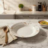 Kitchen Mark Round White Melamine Soup Plate with Golden Shade Design, Strong & Break - Resistant Serving Plate – 11 Inch - Al Kabayel Discount CentreKitchen Mark Round White Melamine Soup Plate with Golden Shade Design, Strong & Break - Resistant Serving Plate – 11 InchPlatesKITCHEN MARKAl Kabayel Discount Centre