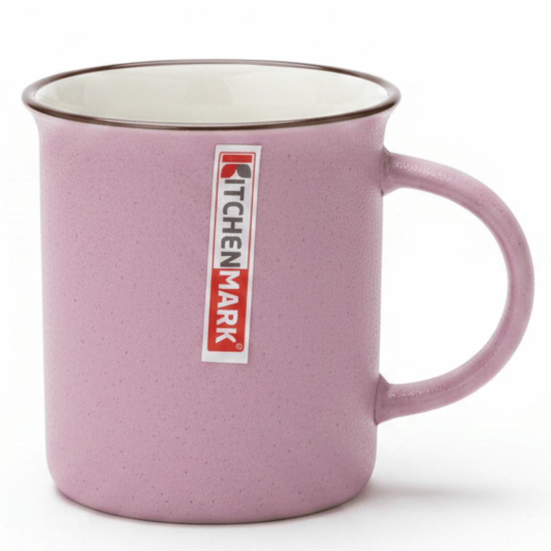 Kitchen Mark Vintage Enamel - Style Ceramic Mug — Dusty Pink | 325ml | Brown Rim - Al Kabayel Discount CentreKitchen Mark Vintage Enamel - Style Ceramic Mug — Dusty Pink | 325ml | Brown RimMugsKITCHEN MARKAl Kabayel Discount Centre
