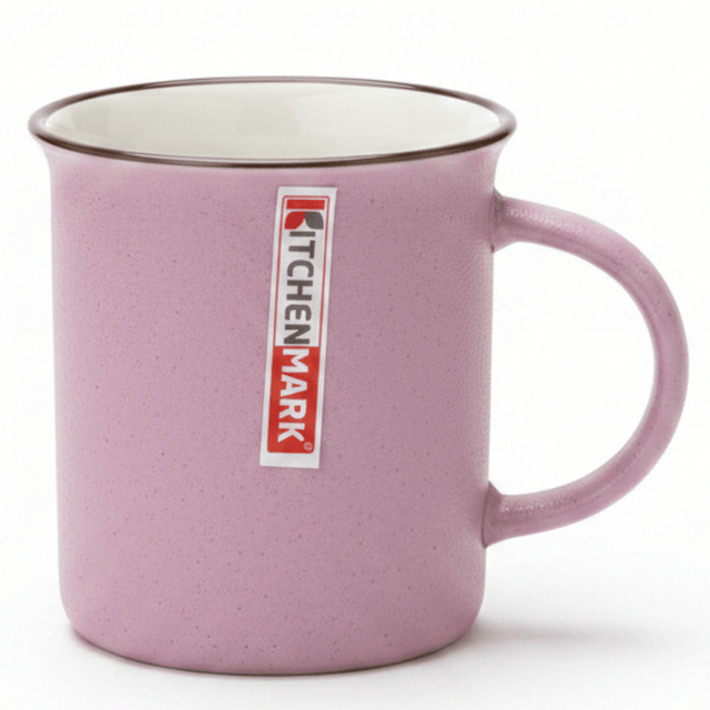 Kitchen Mark Vintage Enamel - Style Ceramic Mug — Dusty Pink | 325ml | Brown Rim - Al Kabayel Discount CentreKitchen Mark Vintage Enamel - Style Ceramic Mug — Dusty Pink | 325ml | Brown RimMugsKITCHEN MARKAl Kabayel Discount Centre